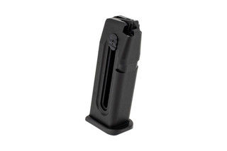 Glock factory magazine for the Glock 44 .22 LR handgun has a 10-round capacity with thumb tabs for easy loading.